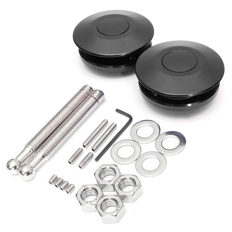 RVCAZON STETION Quick Latch Hood Pins Universal 2 Pack 2.44"" Diameter Quick Release Latch Push Button Quick Release Hood Bonnet Pins Lock Clip Kit (2 Pack-Black) - Image 1